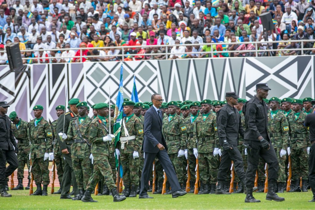 Kagame inspecting a guard of honor 