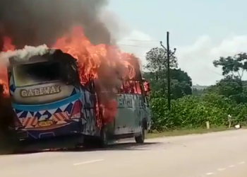 Fire Guts Gateway Bus on Kampala-Masaka Highway