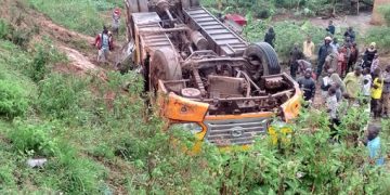 3 Passengers Injured as Global Coaches Bus Overturns in Lwera