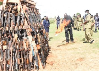 Gen Katsigazi Burns 378 Illegal Guns, Tells Karamojong Warriors to Surrender Weapons