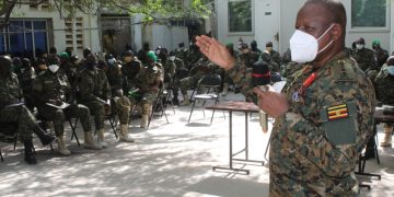 Gen Mbadi Inspects UPDF Troops in Somalia, Commits to Improve Welfare