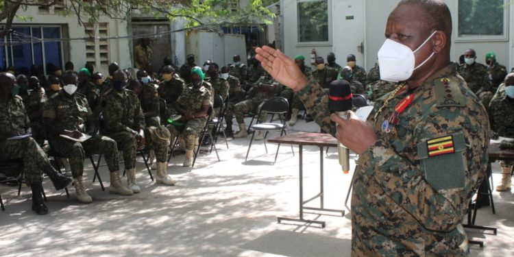 Gen Mbadi Inspects UPDF Troops in Somalia, Commits to Improve Welfare