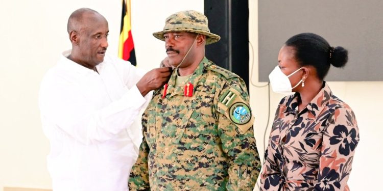 New Land Forces Commander Lt Gen Kayanja Muhanga Decorated by Gen Saleh
