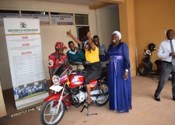 Minister Oleru Donates Motorcycle to Lwengo Tweyambe Women’s and Orphans Veterans SACCO