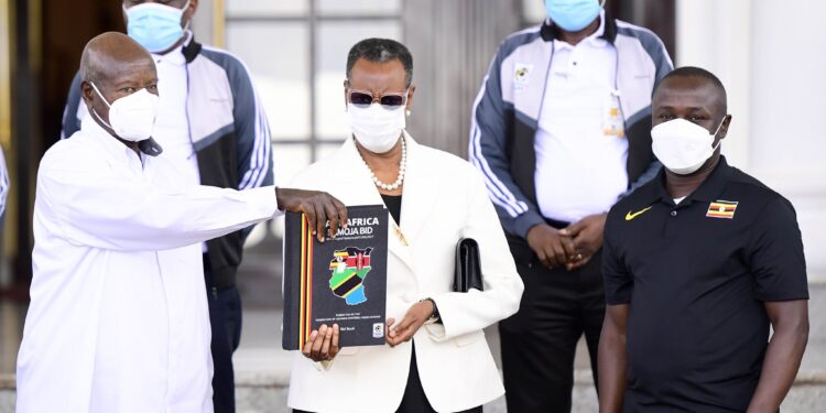 Museveni Receives Uganda’s Joint 2027 AFCON Bid with Kenya, Tanzania