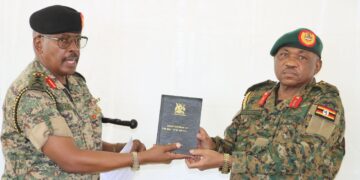 Maj Gen Kyanda Hands over Office to Maj Gen Bakasumba