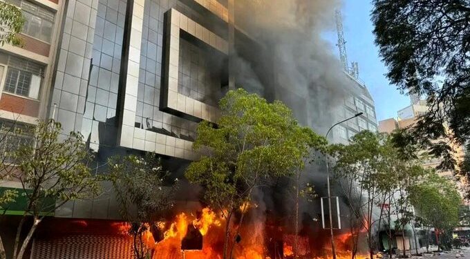 Kenyan Protesters Vandalise and Set Uganda House Ablaze in Nairobi