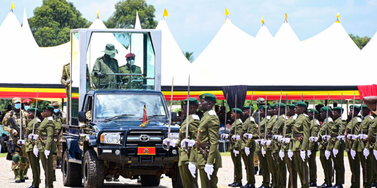 Museveni Passes Out 203 Officer Cadets at Kabamba, Cautions Them Against Corruption