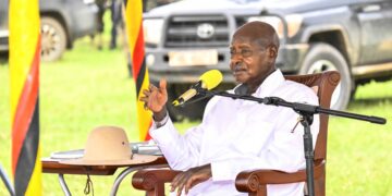 President Yoweri Kaguta Museveni delivering his speech during the Presidential PDM Zonal Tour  for Rwenzori Sub-region at Mr. Kisembo Stephen a Parish Development Model (PDM) beneficiary who rears 18 goats from the PDM money at his home in Kisungu 2 cell, West ward, Kibuuku T/Council, Ntoroko county in Ntoroko District on the 12th May 2025. Photo by PPU/ Tony Rujuta.