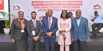 State Minister for Finance in charge of Investment and Privatisation, Hon. Evelyn Anite with Equity Bank Uganda Offficials and delegates during the Investors' Trade Mission conference at Four Points by Sheraton, Kampala