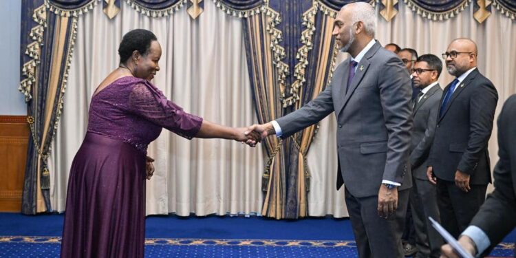 Prof Kikafunda Presents Letters of Credence to Maldives President Mohamed Muizzu