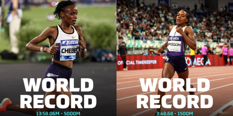 Kenya’s Chebet, Kipyegon Break 5000m and 1500m World Records in Eugene